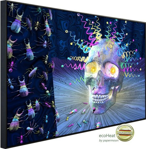 papermoon Infrarotheizung EcoHeat Psychedelischer Schädel in Bunt mit Matt-Effekt, App-Steuerung und Überhitzungsschutz - Bild 1