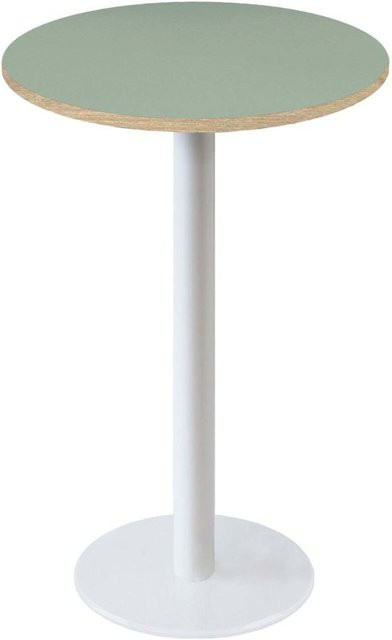 RestooTab Stehtisch Rome rund in Weiß und Hellgrün mit zentraler Säule, Höhe: 113 cm, Durchmesser: 60 cm - Bild 1
