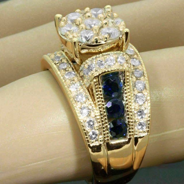 Huitan Ring, blaue Zirkonia, Gold, Damen - Bild 1