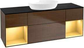 V&B Waschtischunterschrank Finion in Schwarz und Walnuss lackiert, Breite: 160 cm, Tiefe: 50,1 cm, Höhe: 50,1 cm - Bild 1