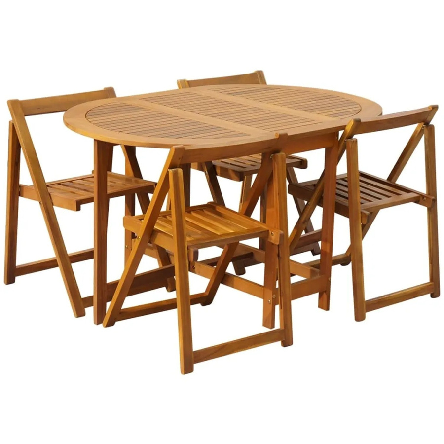 vidaXL 5-tlg Garten-Essgruppe Modell 6 aus Akazienholz Massivholz, Braun, Klappbar - Bild 2