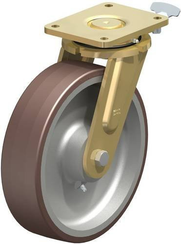 Blickle Lenkrolle LS-GB 302K-RI4 mit Feststeller in Silber und Braun, Rad-Durchmesser: 30 cm, Tragfähigkeit: 2400 kg - Bild 1
