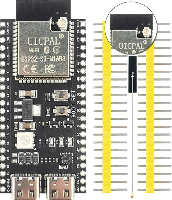 ESP32-S3 N16R8 Development Board mit 2,4G Wifi Modul und Typ-C Anschluss in Schwarz - Bild 1