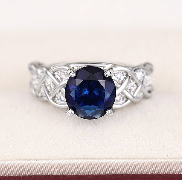 Huitan Ring, Silber, Blau, Zirkonia, Damen - Bild 1