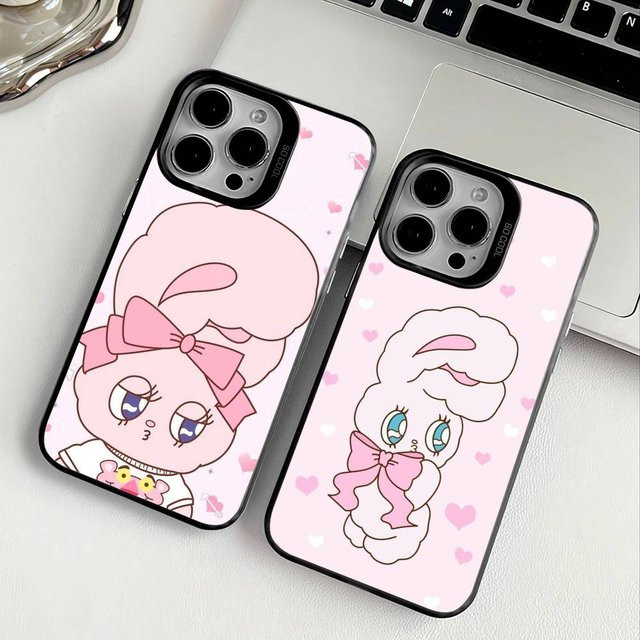 Korea E-EstherS Bunny Handyhülle für Apple iPhone 11-16 in Pink und Transparent mit Farbwechsel-Effekt aus TPU - Bild 1