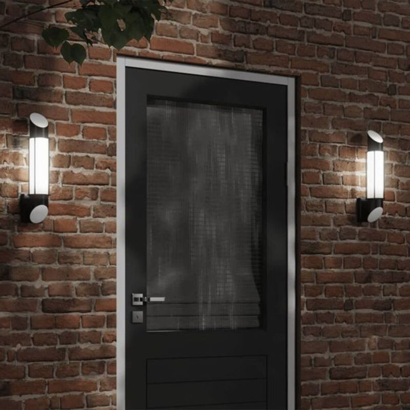 2er-Set moderne Außenwandleuchten von vidaxl in Schwarz aus Edelstahl und Polycarbonat mit E27-Fassung und IP44-Schutz - Bild 1