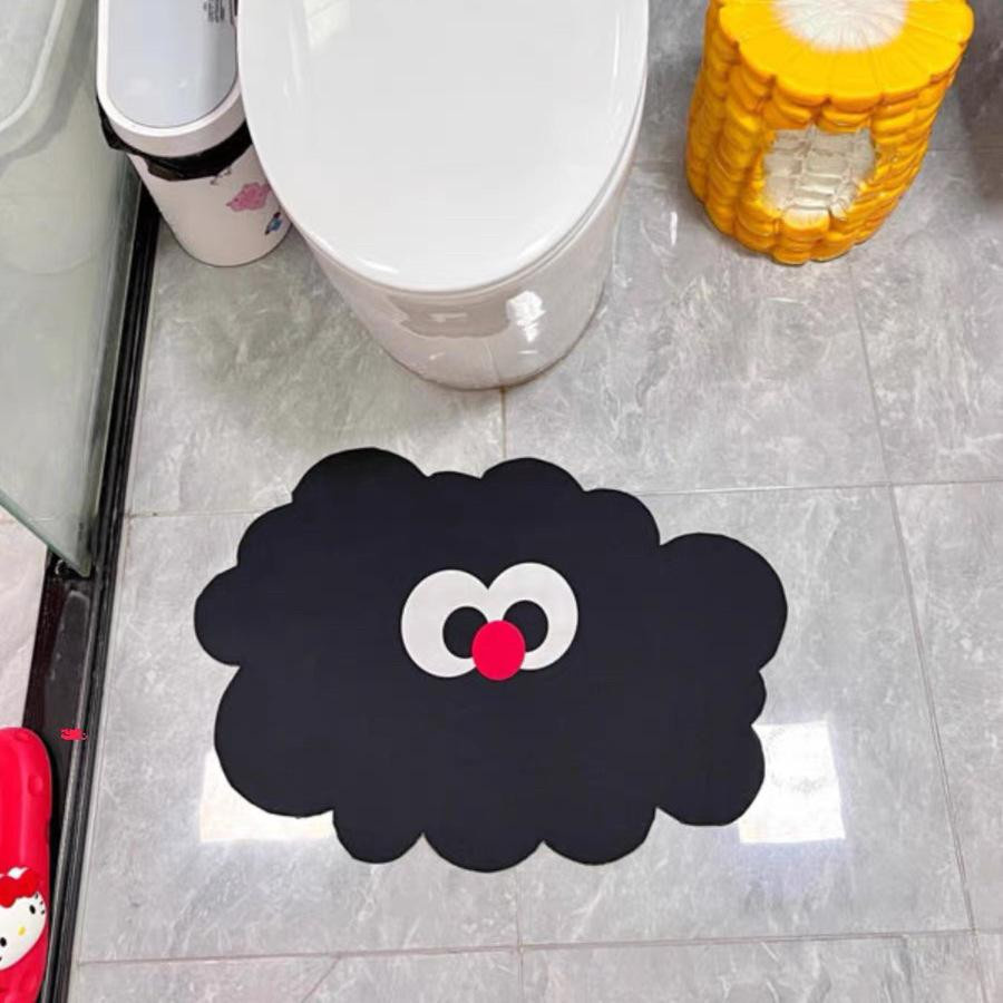 Saugfähige Badezimmer Bodenmatte aus Diatomeenerde mit Smiley-Gesicht von Yiran Furniture, Schwarz, B/T: 50 x 30 cm - Bild 1