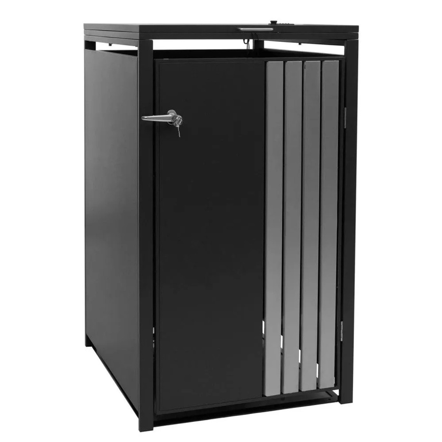 Mülltonnenverkleidung MCW-O67 Mülltonnenbox mit Deckel aus Edelstahl in Anthrazit, B/T/H: 122 x 68 x 84 cm - Bild 2