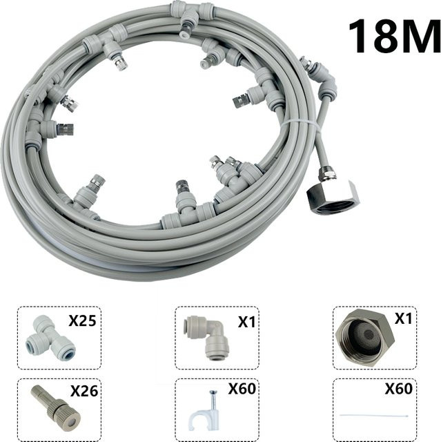 ENTENCO Wasser Spray Kit für Garten und Gewächshaus, Nass Nebel Vernebler System zur Befeuchtung und Kühlung, Grau - Bild 1