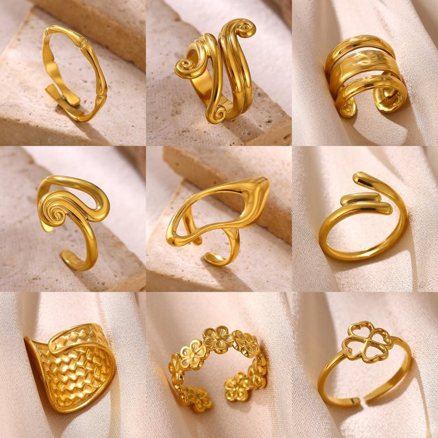 ETCAVCE Ringe Edelstahl, Gold, Damen - Bild 1