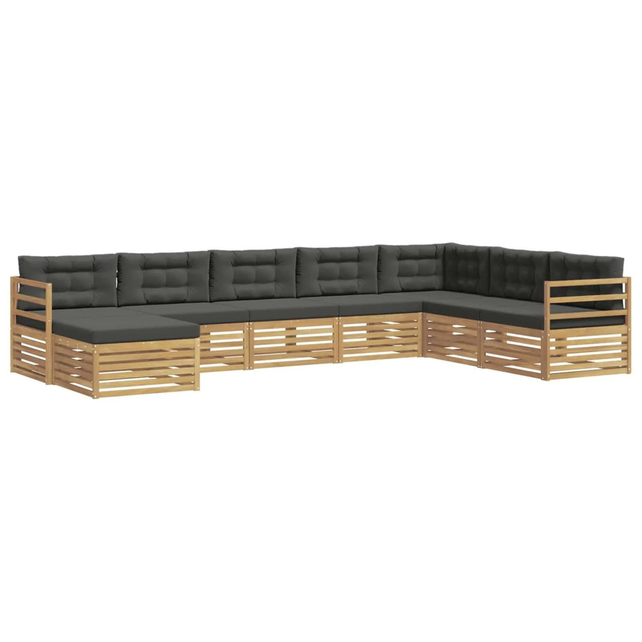 vidaXL Outdoor-Sofagarnitur 8-teilig aus Akazienholz mit Polstern in Weiß und Anthrazit - Bild 2