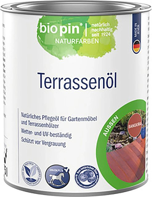 Biopin Terrassenöl Bangkirai für Holz mit UV-Schutz und Wasserabweisung, 0,75 l - Bild 1