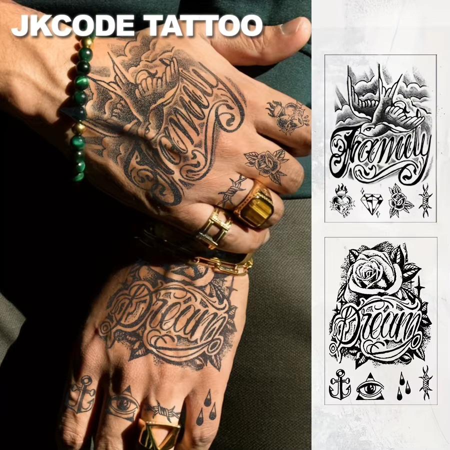 JKCODE TATTOO Temporäre Tattoos, Retro-Graffiti-Stil, Herren - Bild 1