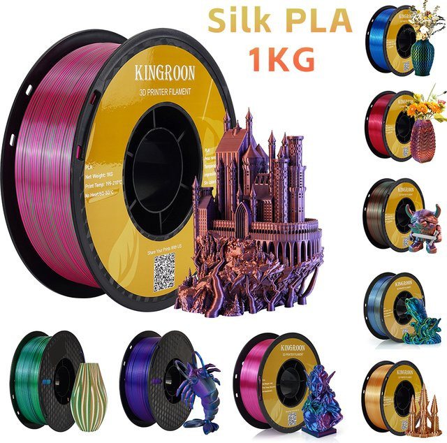 KINGROON Seiden-PLA-Filament Mehrfarbig 1,75 mm 1 kg Spule für FDM 3D-Drucker - Bild 1