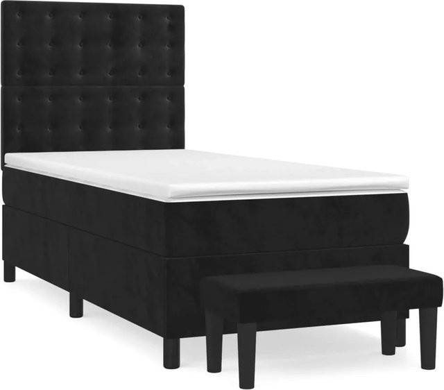 vidaXL Boxspringbett mit Matratze Schwarz Samt B/T/H: 90 x 190 x 118 cm - Bild 1