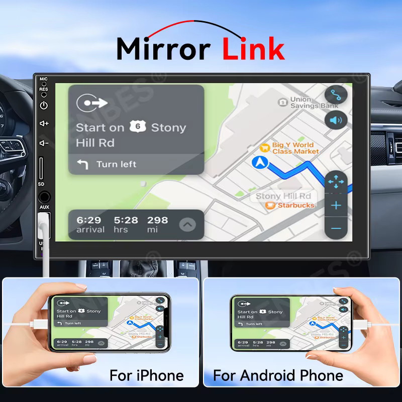 VENBES Universelles 1 DIN Autoradio mit 7 Zoll Touchscreen, Bluetooth, USB und Rückfahrkamera in Schwarz - Bild 2