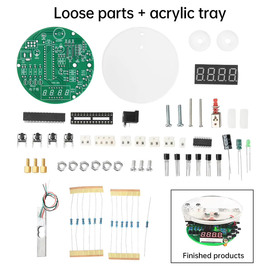 Aideepen DIY Elektronische Waage Kit mit 1 kg Kapazität, 5V Mikrocontroller Lötübungsset mit HX711 Chip und digitaler Röhrenanzeige, Multicolor - Bild 2
