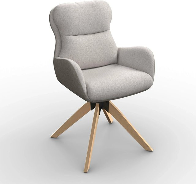 Bessagi Home Armlehnstuhl Neelia in Beige, drehbar und gepolstert mit Buchenholz-Elementen - Bild 1