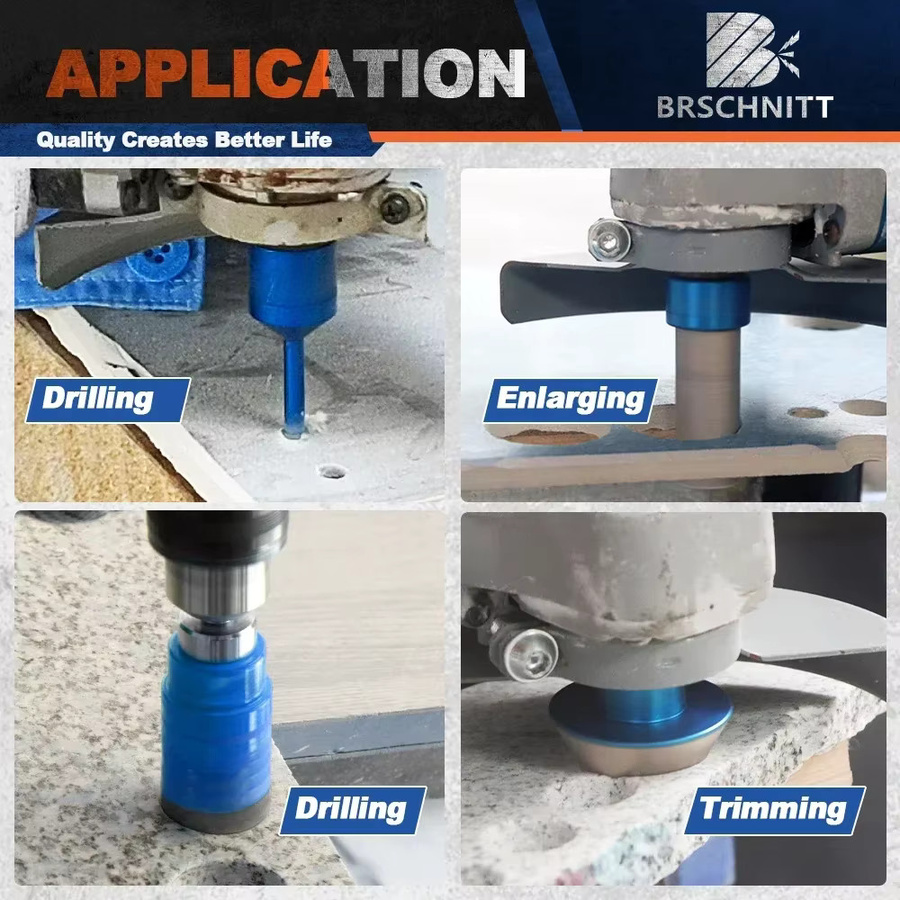 BRSCHNITT Diamantbohrer Set mit Fasenfräser und 125mm Trennscheiben für Fliesen, Granit, Marmor und Stein in Blau - Bild 5
