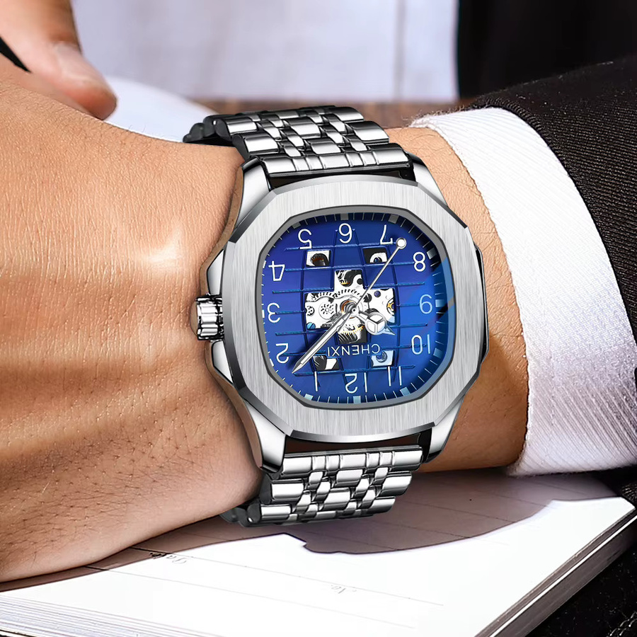 CHENXI Armbanduhr Automatik, Edelstahl, Eckig, Herren - Bild 3