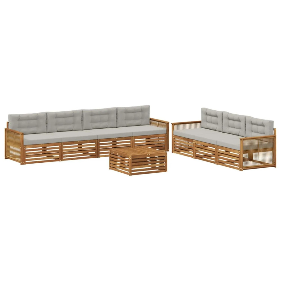 vidaXL Outdoor-Sofagarnitur aus Akazienholz mit 8-teiligem Set in Beige und Grau - Bild 2