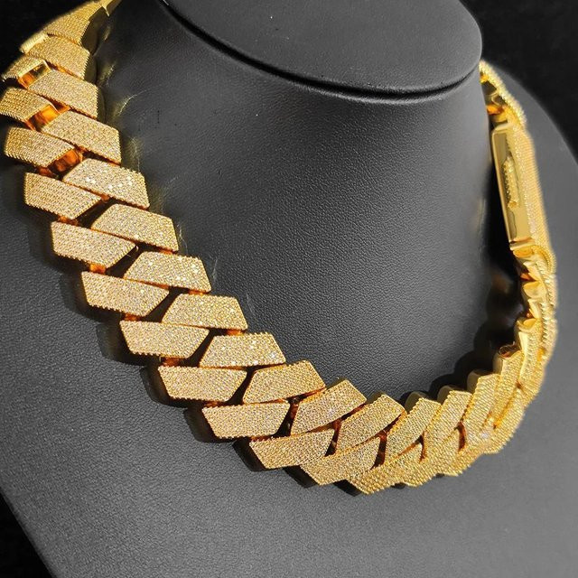 Halskette Edelstahl, 18k vergoldet, Zirkonia, goldgelb, Unisex, 60,96 cm - Bild 1