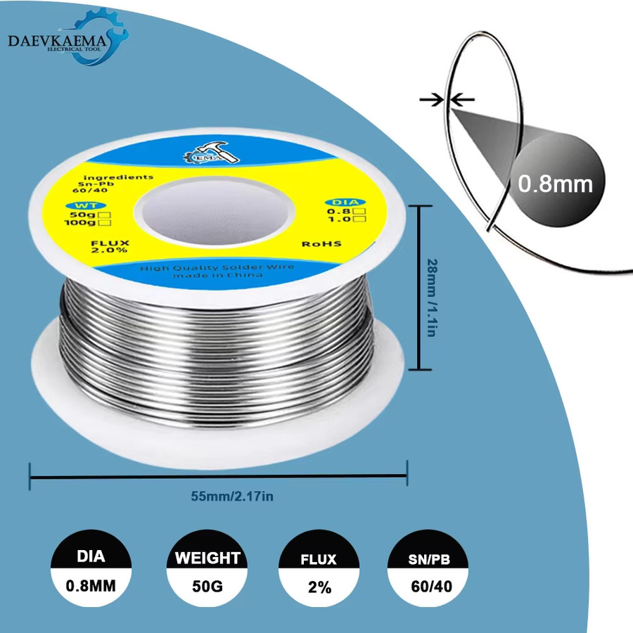 Elektronik-Lötdraht Zinn-Blei-Lote mit Flusskern in Silber, 100g Rolle, optional 0,8mm oder 1mm, Mischungen 60/40 und 25/75 - Bild 4