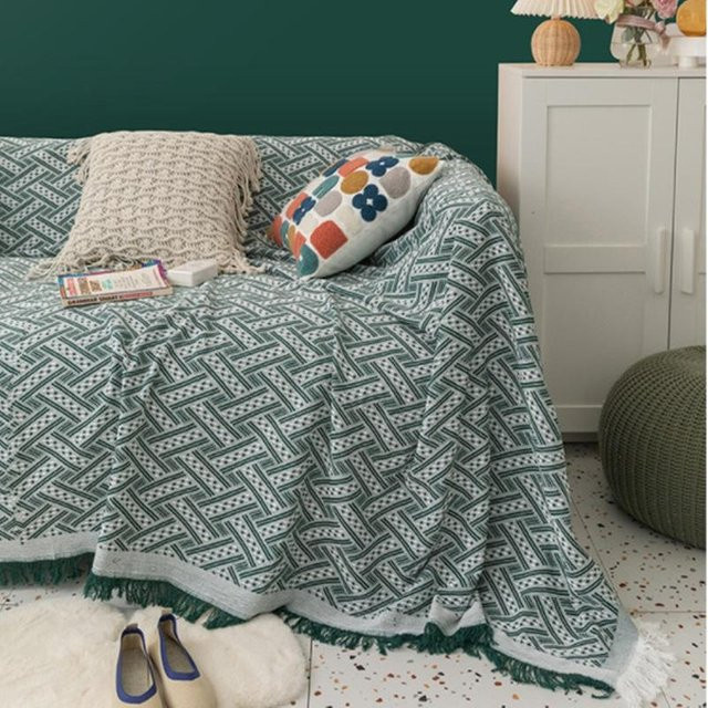Einfarbiger Sofabezug und Picknickdecke im nordischen Design, Sandfarben, B/B: 90 x 90 cm - Bild 1