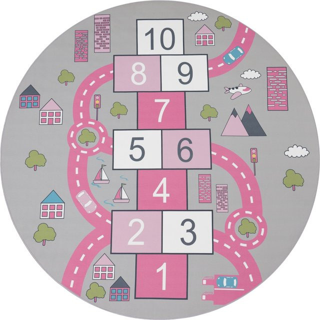 Runder Kinderteppich Bini in Pink und Multicolour, Durchmesser: 160 cm - Bild 1