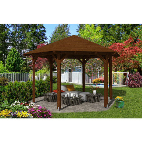 Skanholz Pavillon Colmar 3 aus Douglasie mit Zeltdach in Braun, B/H/T: 480 x 316 x 416 cm - Bild 3