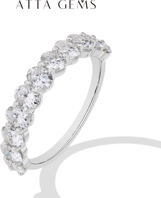ATTAGEMS Moissanit-Ring, Ovalschliff, 925 Silber, 18 Karat vergoldet, Damen - Bild 1
