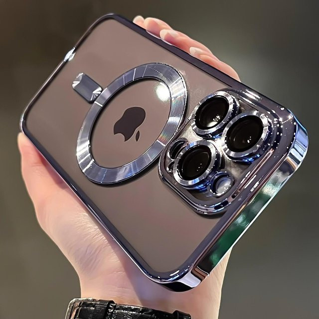 Yiran Magnetische Hülle für iPhone (kompatibel mit iPhone 16 Pro Max bis iPhone 11), Transparent mit Beschichtung, Farbe: Grau, MagSafe kompatibel - Bild 1