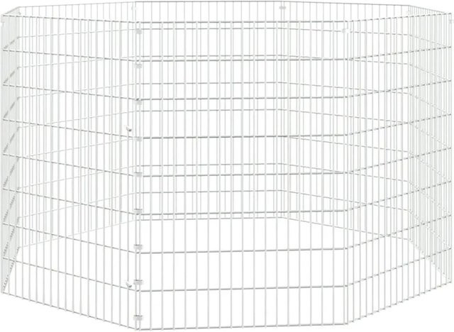 vidaXL Kaninchenkäfig Freilaufgehege aus verzinktem Eisen in Silber, 8 Paneele, B: 54 cm, H: 80 cm - Bild 1