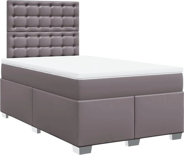 vidaXL Boxspringbett Hybrid mit Matratze und Kopfteil in Grau, B/T/H: 120 x 190 x 150,5 cm - Bild 1