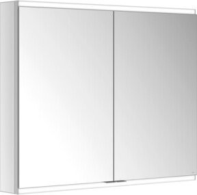 Keuco Spiegelschrank Royal Modular 2.0 mit 2 Drehtüren, LED-Beleuchtung und integrierten Regalen, Weiß/Silber, B: 90 cm, H: 70 cm, T: 12 cm - Bild 1