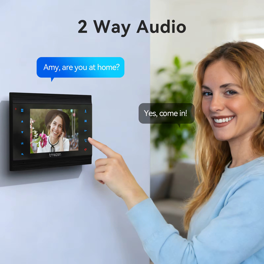 TMEZON Smart Home Video-Gegensprechanlage mit 7 Zoll Touch-Monitor, 1080P WLAN Video-Türsprechanlage und Video-Türklingel, Schwarz - Bild 2