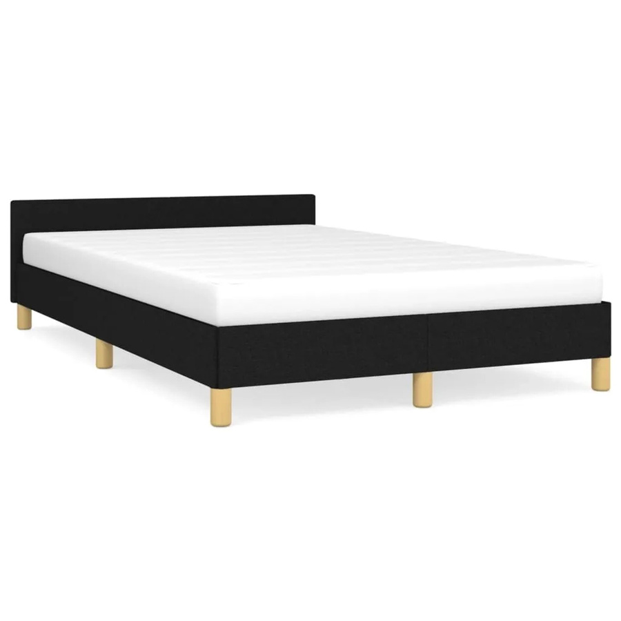 vidaXL Bettgestell mit Kopfteil in Schwarz aus Stoff, B/T/H: 120 x 200 x 123 cm - Bild 2