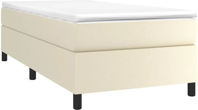 vidaXL Boxspringbett Hybrid mit Matratze in Creme und Beige, B/T/H: 90 x 200 x 35 cm, Kunstleder und Stoff - Bild 1