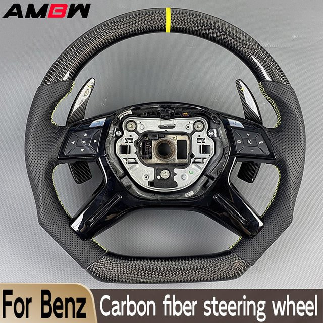 AMBW Carbonfaser-Lenkrad aus perforiertem Leder in Schwarz für Mercedes Benz G-Klasse GL63 ML63 G63 ML350 GL350 G500 ML400 - Bild 1