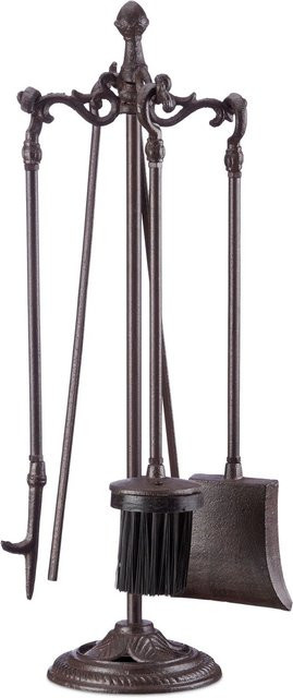 Relaxdays Kaminbesteck aus Gusseisen, 5-teilig und feuerfest, B/T/H: 51 x 13,5 x 13,5 cm - Bild 1