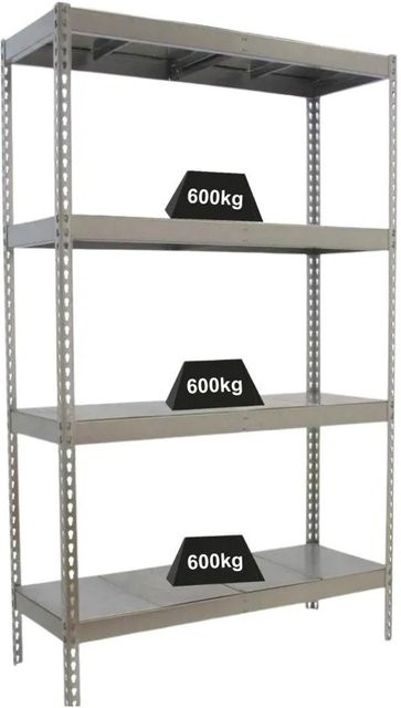 PROREGAL Schwerlastregal Metal Beast Four aus Metall, grau, H x B x T: 200 x 150 x 90 cm, Fachlast 600 kg, pulverbeschichtet - Bild 1