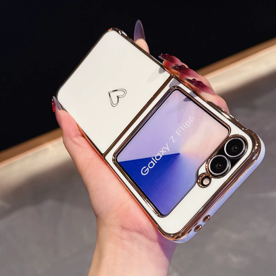 Samsung Galaxy Z Flip7FE/6/5 Silikonhülle mit Herz-Design und Airbag-Stoßfänger in Purple - Bild 2