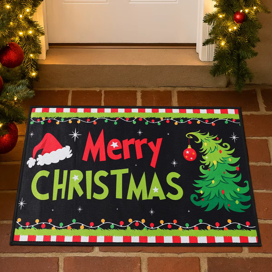 PATIMATE Weihnachtliche Fußmatte Outdoor Teppich mit Frohe Weihnachten Dekoration Multicolor - Bild 3