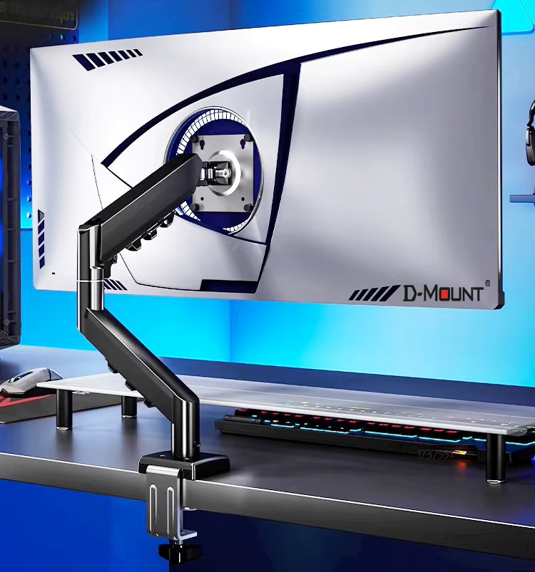 D-MOUNT D90 Monitor-Tischhalterung aus Metall und Aluminium mit Gasdruckfeder-Arm für 13 bis 32 Zoll Monitore, weiß, Traglast 2-10 kg, Klemmöffnung 0-60 mm - Bild 3