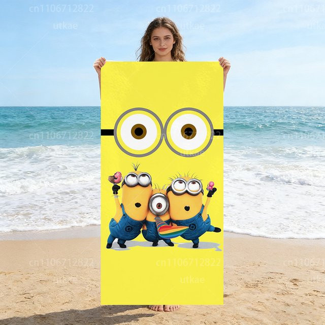 Potdemiel Minions Cartoon Mikrofaser-Strandtuch in Gelb, schnell trocknendes und saugfähiges Handtuch aus Polyester - Bild 1