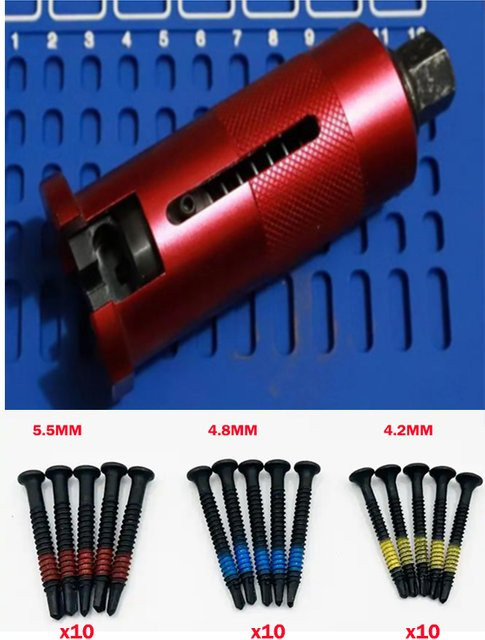 KYREAL Schlüsselzylinderschloss-Abzieher Set in Rot mit Schrauben für 4,2 mm, 4,8 mm und 5,5 mm zur Entfernung gebrochener Kurbeln - Bild 1