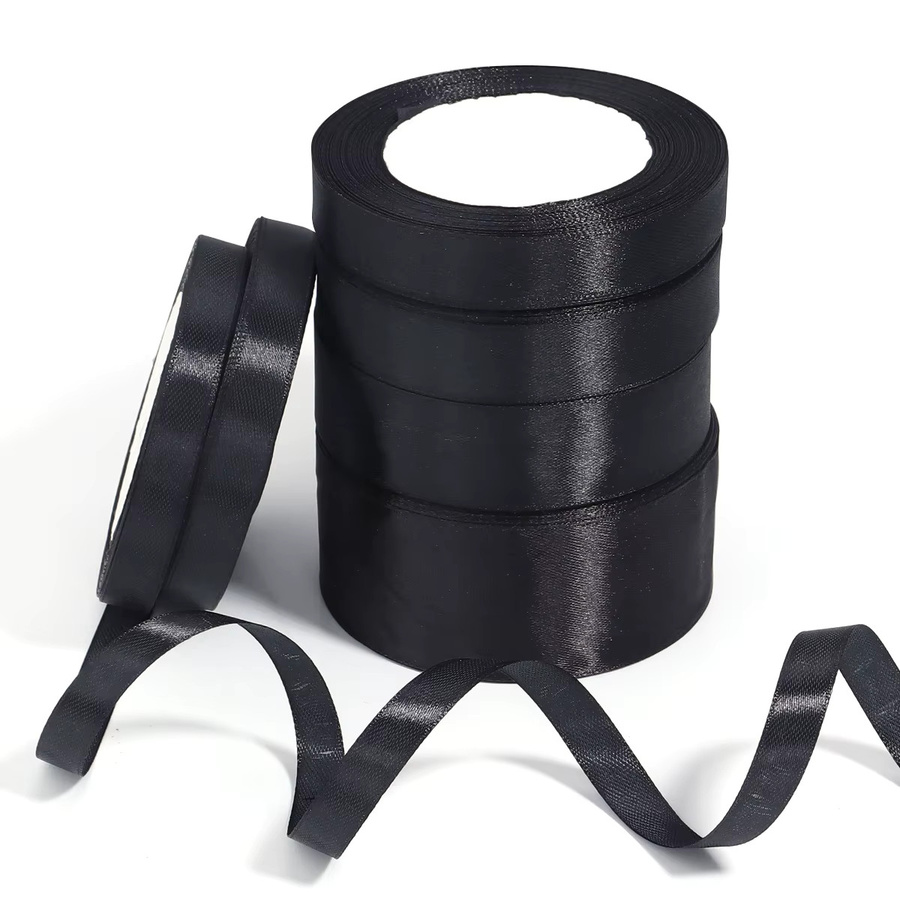 Linsoir Beads Satinband Schwarz, 23 Meter Rolle für Dekorationen, DIY und Geschenke - Bild 6