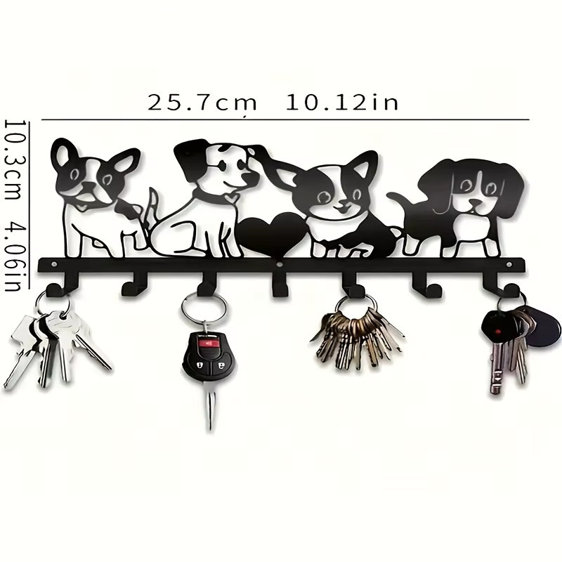 CIFBUY Schlüsselhalter aus Metall mit 7 Haken, Wandhalterung in Schwarz Matt - Bild 4