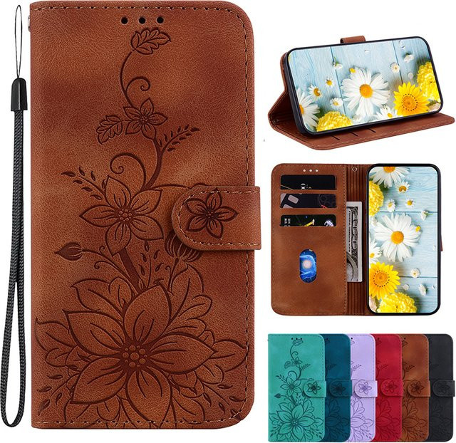 Lederne Stand-Flip-Wallet-Schutzhülle für Xiaomi Redmi Note 11T 11 11S 10 9 Pro Plus 4G 5G Note 7 7S 8 8T Lite in Grün und Braun - Bild 1