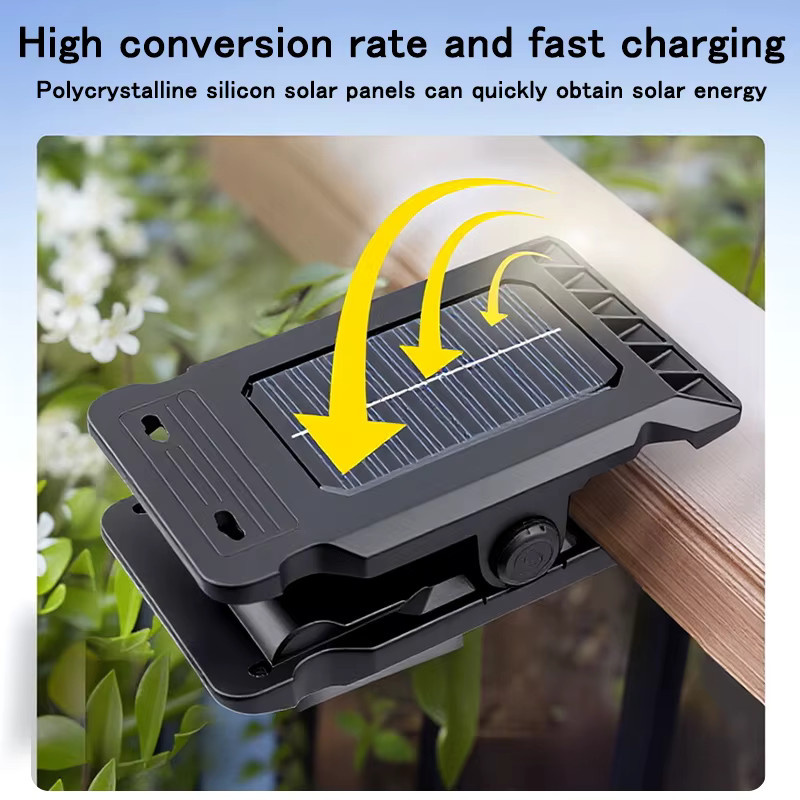 LINYILIGHT Solar-Clip-Licht in Schwarz mit IP65 Wasserdichtigkeit für Garten und Terrasse - Bild 2